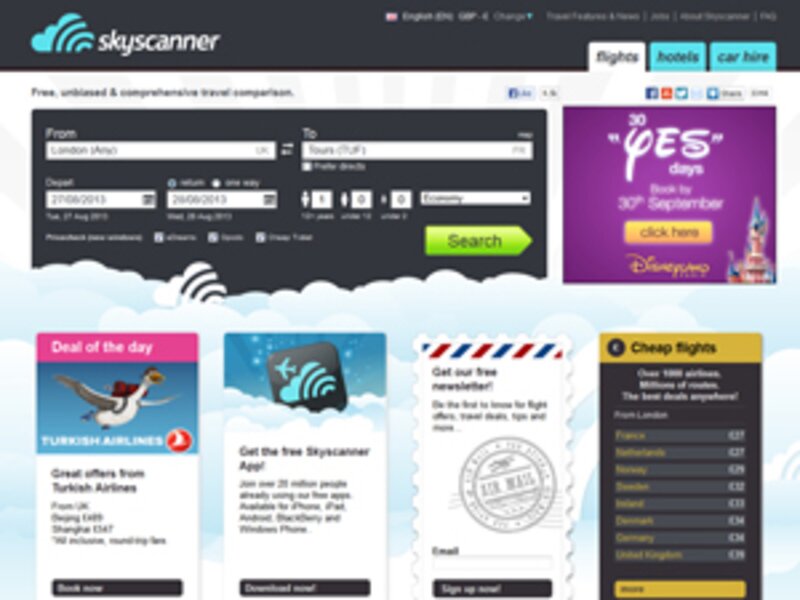 Skyscanner tops Google UK for organic air travel search