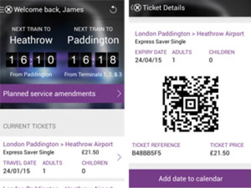 Enhanced Heathrow Express app can replace printed tickets