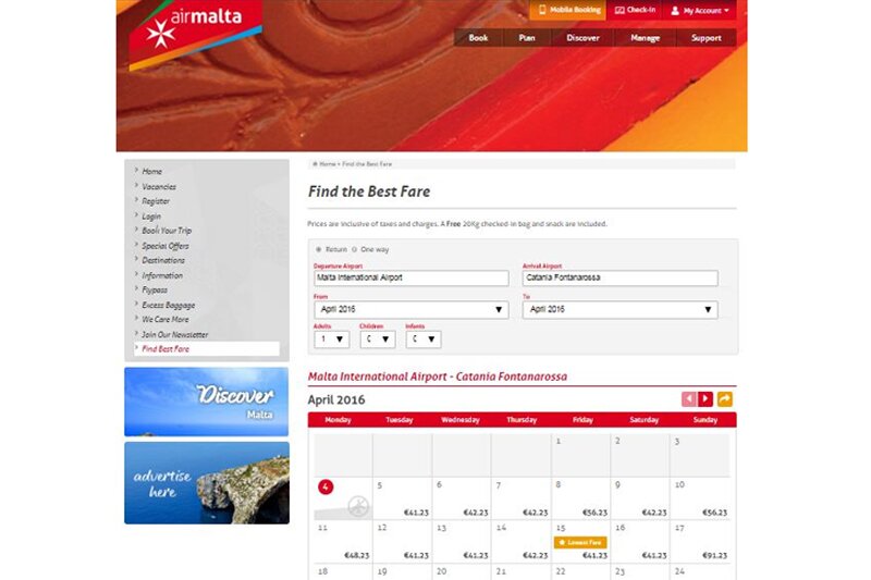 Air Malta’s website boosted with mobile optimisation and ‘best fare’ calendar