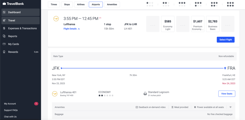 TravelBank now offers Lufthansa NDC booking features in-app